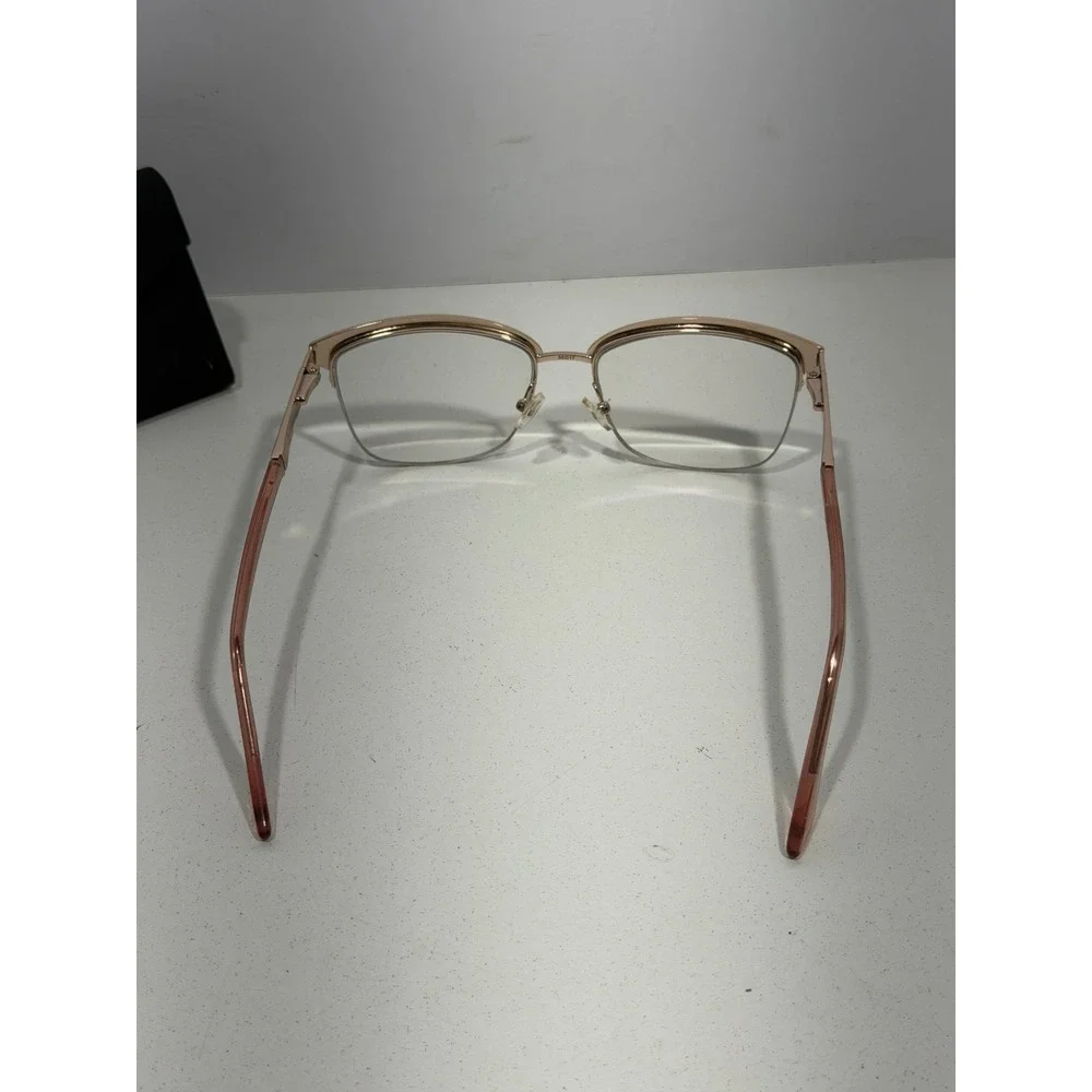 Kay Unger New York K232 GLD Rose Gold Pink Glitter Semi Rimless Eyeglasses 55-17